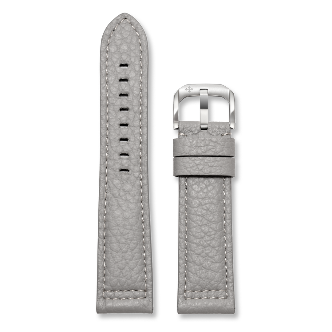 Venezianico 22 mm geprägtes graues Lederarmband
