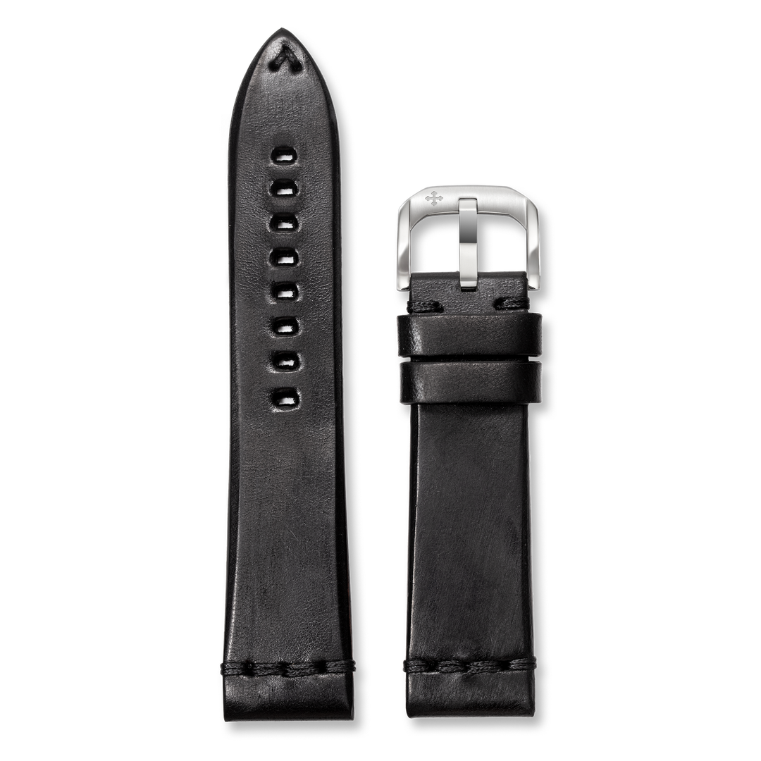Venezianico antikes schwarzes Lederarmband, 22 mm