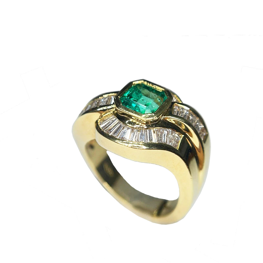 Capodaglia Gold Gold Ring 18KT Emerald Diamonds 0074ag