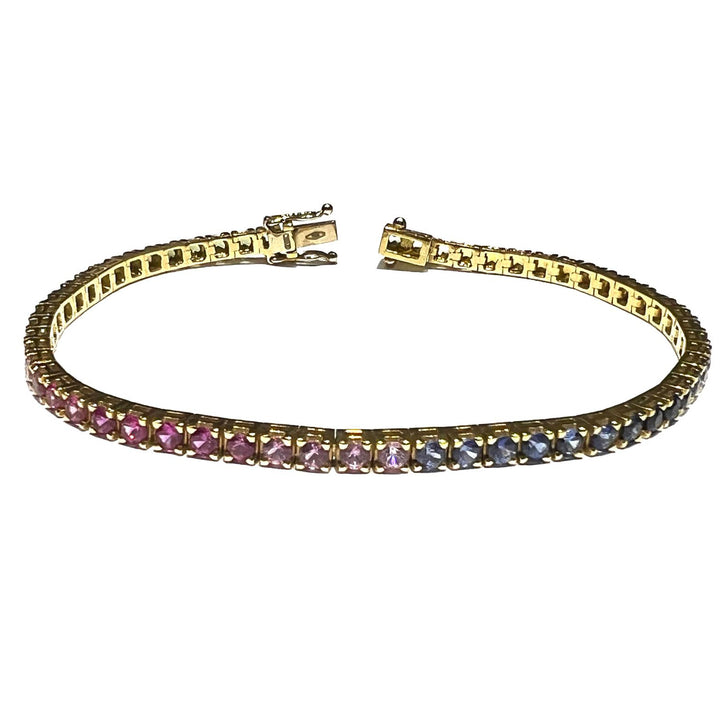 18kt gouden Rainbow Tennis-armbandlenzen met saffieren 0081BR