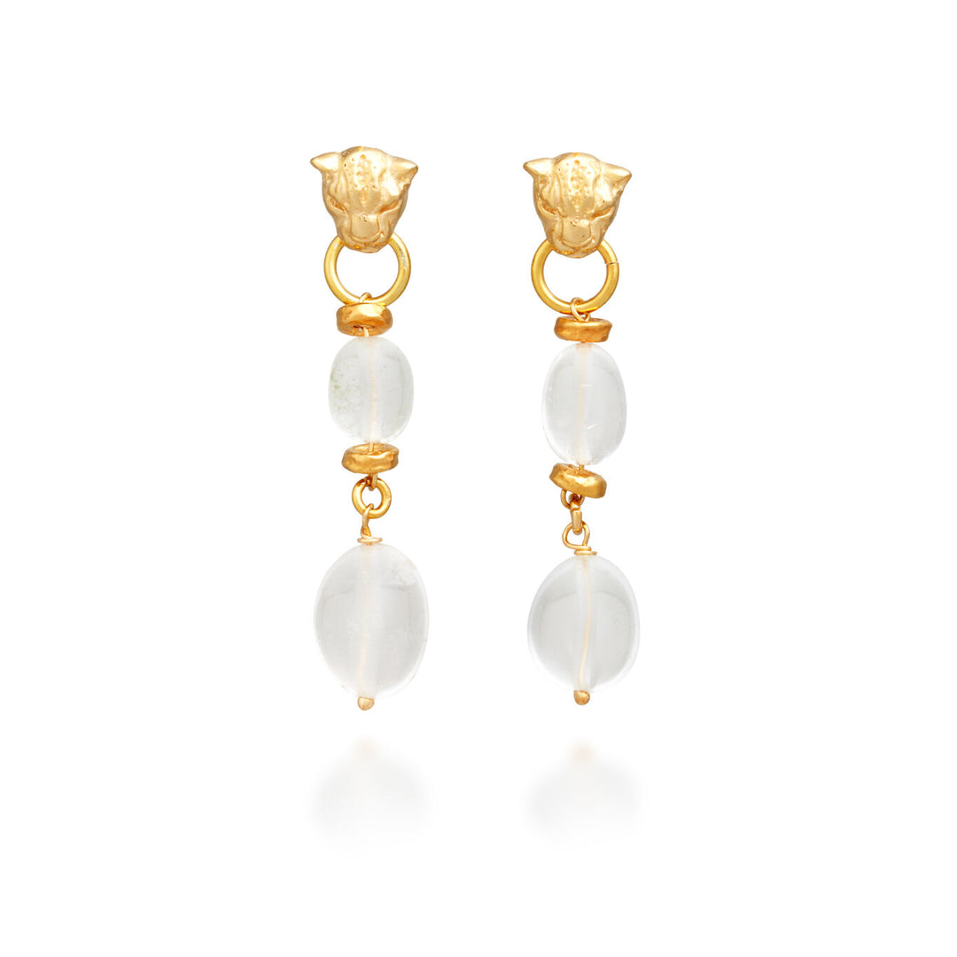 Giovanni Raspini Leopard and Rock Crystal Earrings 12026