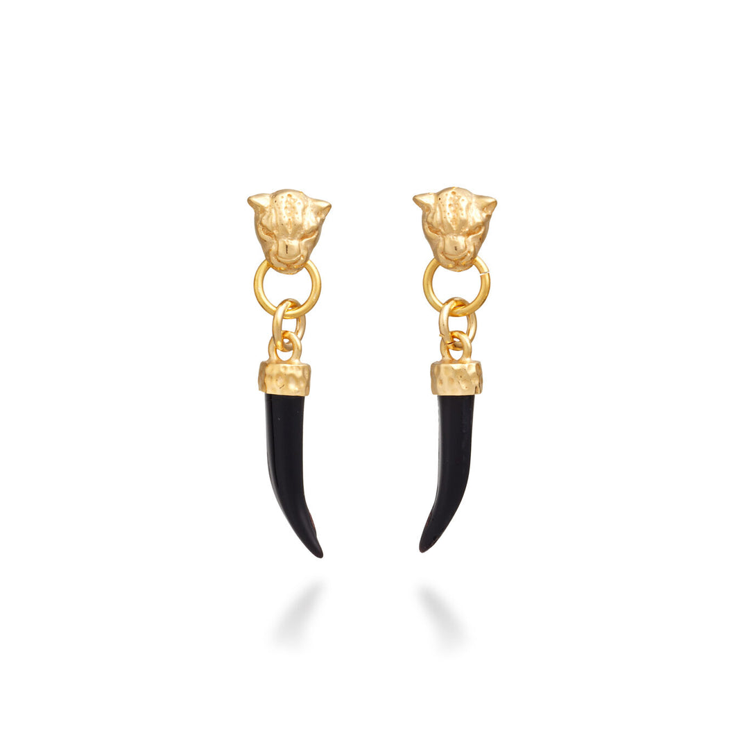 Giovanni Raspini Leopard And Black Fang Earrings 12028