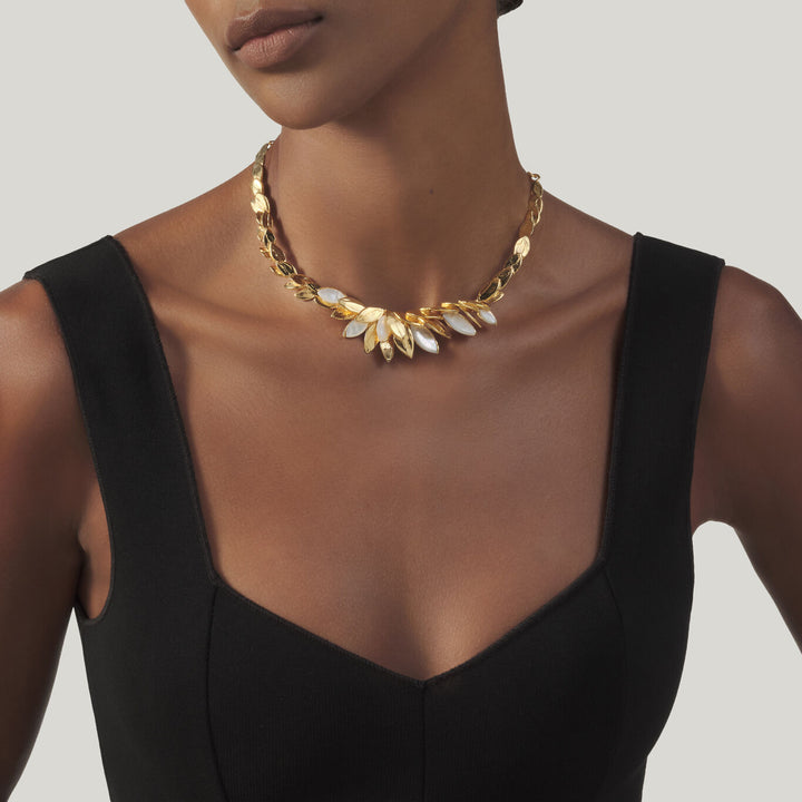 Giovanni Raspini huid parelmoer ketting Ketting in 925 verzilverd 18 kt goud en parelmoer 12518