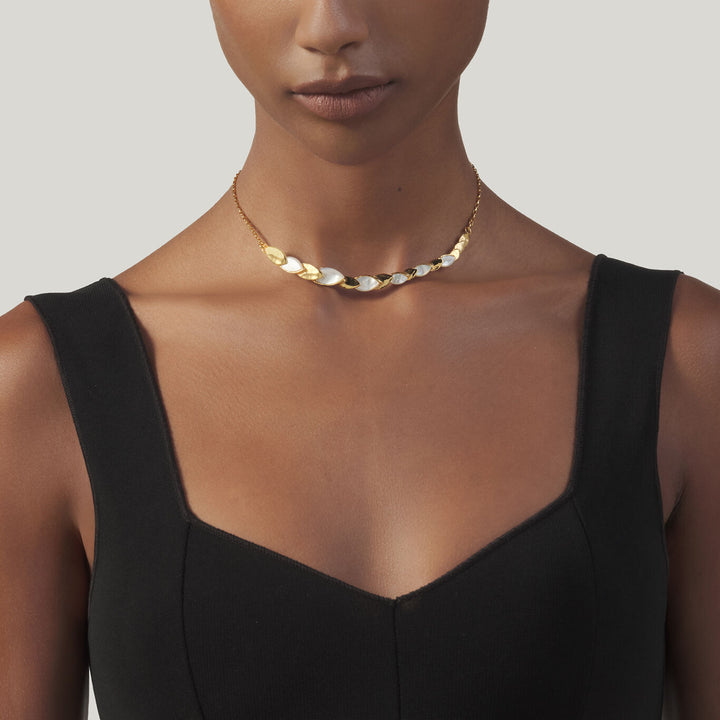 Giovanni Raspini kleine ketting van parelmoerhuid Ketting van 18 kt verguld 925 zilver en parelmoer 12519
