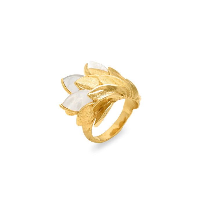 Giovanni Raspini Hautring Perlmutt Ring aus 925er Silber vergoldet mit 18 kt Gold und Perlmutt 12523