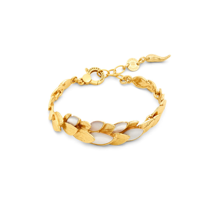 Giovanni Raspini Perlmutt-Haut-Armband, 18 kt vergoldetes 925er Silber und Perlmutt-Armband 12524