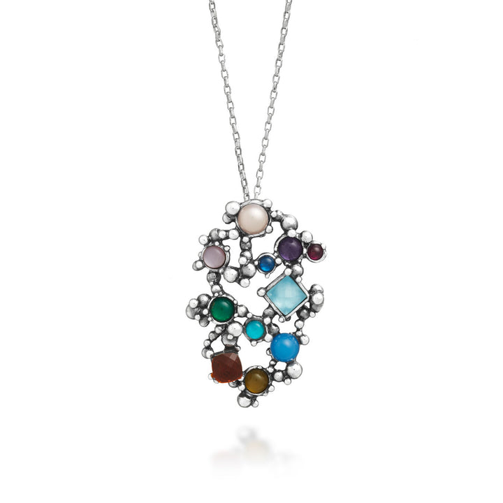 Giovanni Raspini cocktailhanger Ketting in 925 zilver, natuurstenen, edelstenen en parels 12526