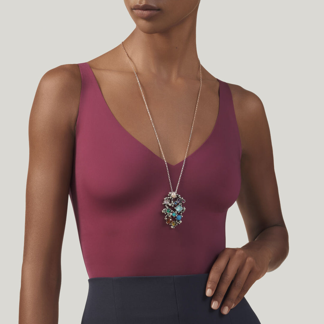 Giovanni Raspini cocktailhanger Ketting in 925 zilver, natuurstenen, edelstenen en parels 12526