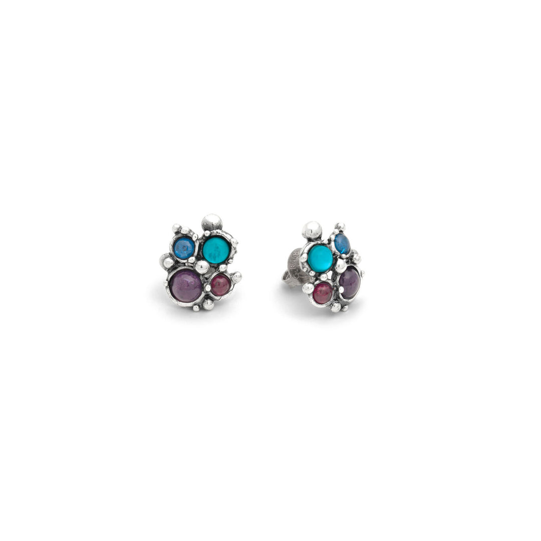 Giovanni Raspini Cocktail-Ohrringe Ohrringe aus 925er Silber, Perlmutt, Amethyst und Siamit 12528