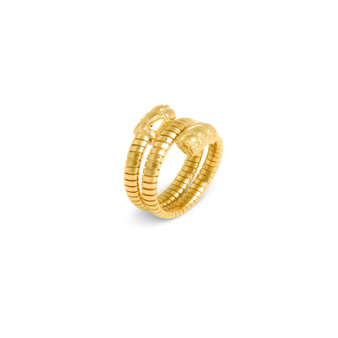 Giovanni Raspini Doppel-Kroko-Tubegas-Ring, 18 kt vergoldeter 925er Silberring 12544