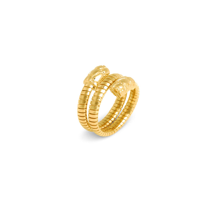 Giovanni Raspini Doppel-Kroko-Tubegas-Ring, 18 kt vergoldeter 925er Silberring 12544