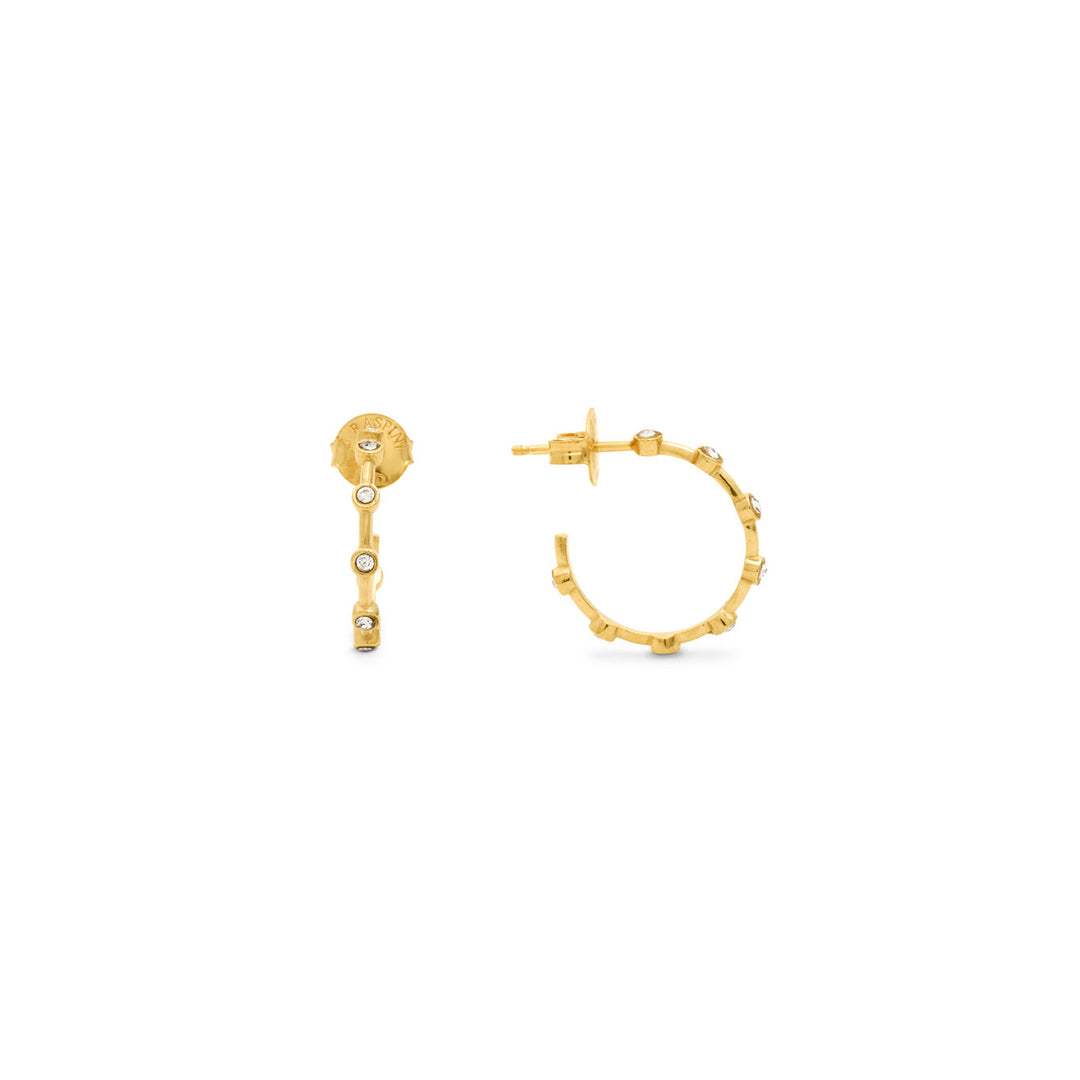 Giovanni Raspini goldene Satellitenohrringe Ohrringe aus 18 kt vergoldetem 925er Silber und Zirkonen 12556