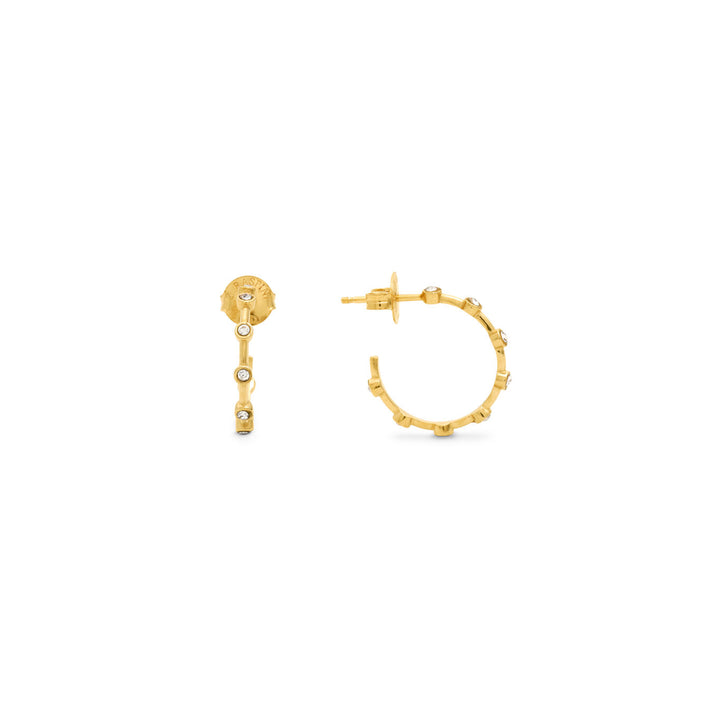 Giovanni Raspini goldene Satellitenohrringe Ohrringe aus 18 kt vergoldetem 925er Silber und Zirkonen 12556