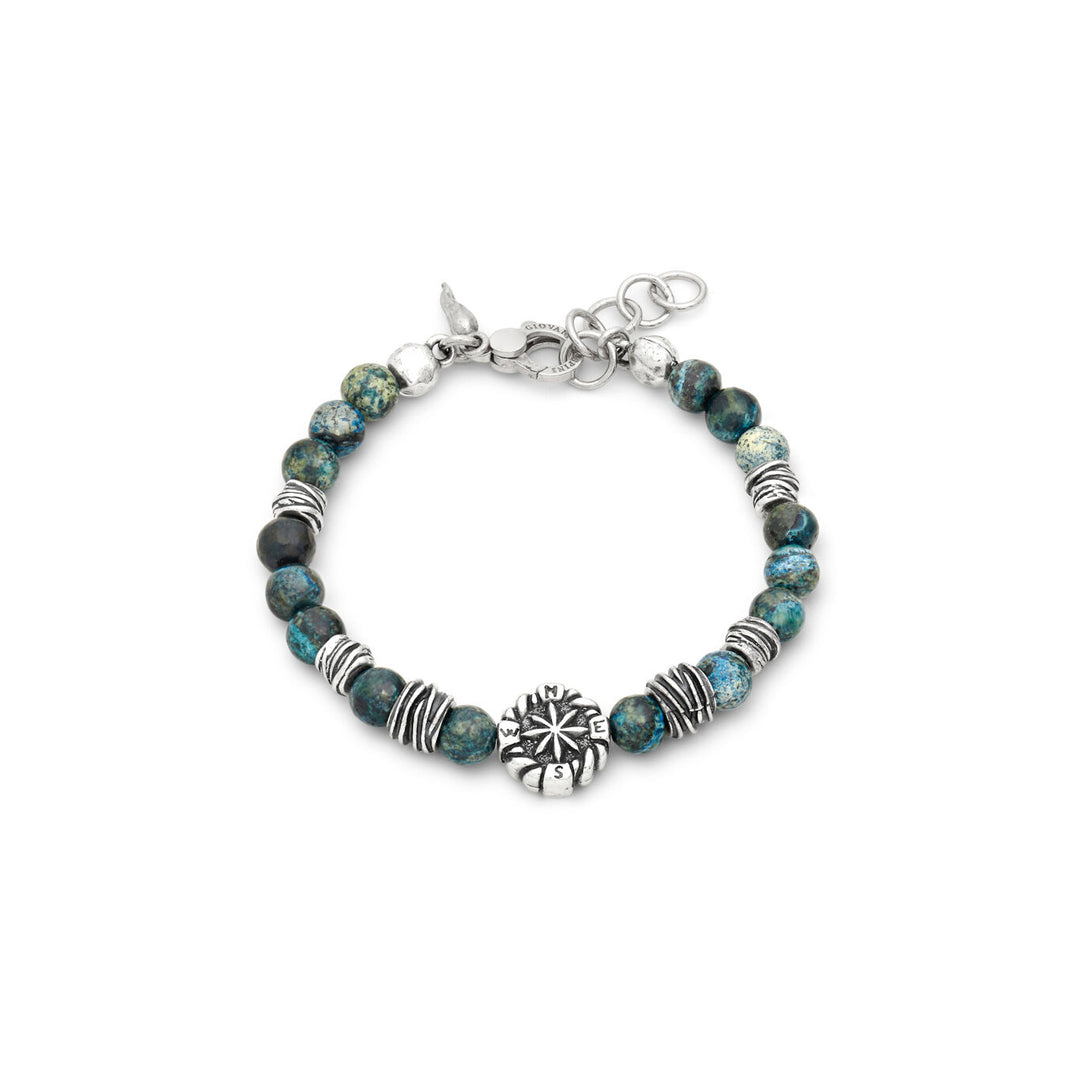 Giovanni Raspini Armband Windrose grüner Jaspis Armband aus 925er Silber und grüner Jaspis 12570
