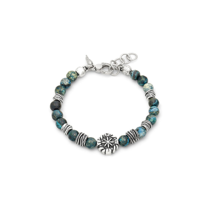 Giovanni Raspini Armband Windrose grüner Jaspis Armband aus 925er Silber und grüner Jaspis 12570