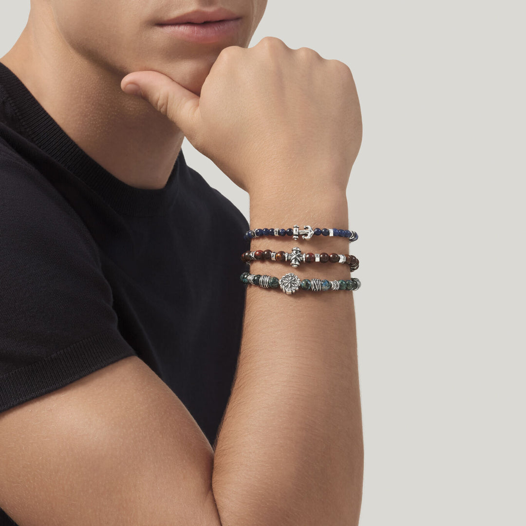 Giovanni Raspini Armband Windrose grüner Jaspis Armband aus 925er Silber und grüner Jaspis 12570
