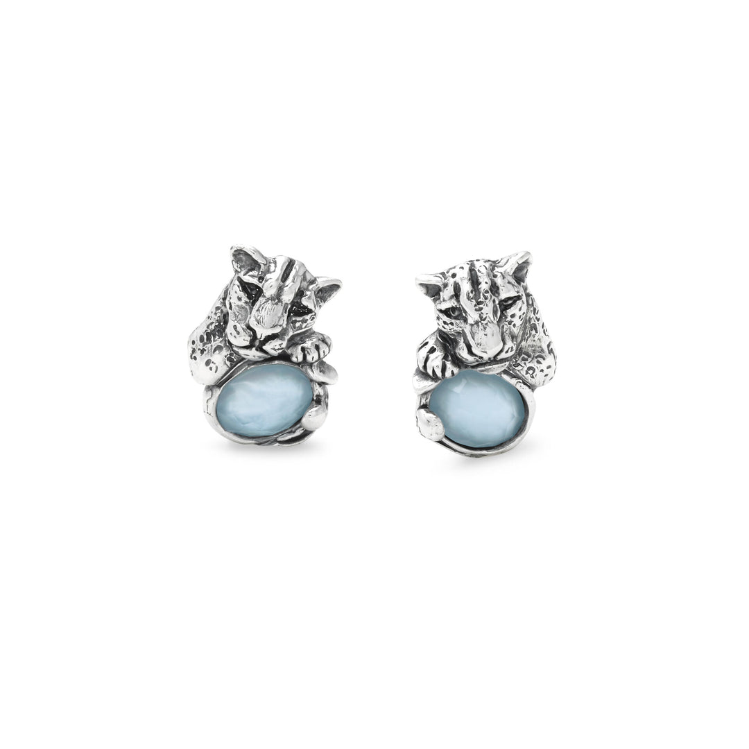 Giovanni Raspini Blue Jaguar Ohrringe – Ohrringe aus 925er Silber, Perlmutt und Quarz – 12682