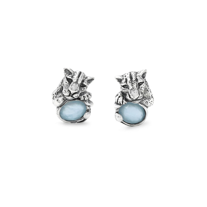 Giovanni Raspini Blue Jaguar Ohrringe – Ohrringe aus 925er Silber, Perlmutt und Quarz – 12682