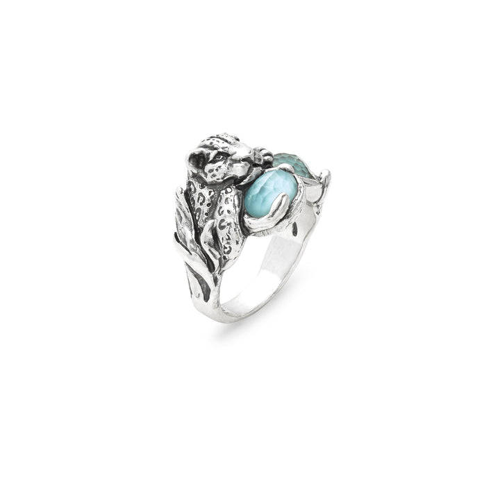 Giovanni Raspini Blue Jaguar Ring - Ring van 925 zilver, parelmoer en kwarts - 12683