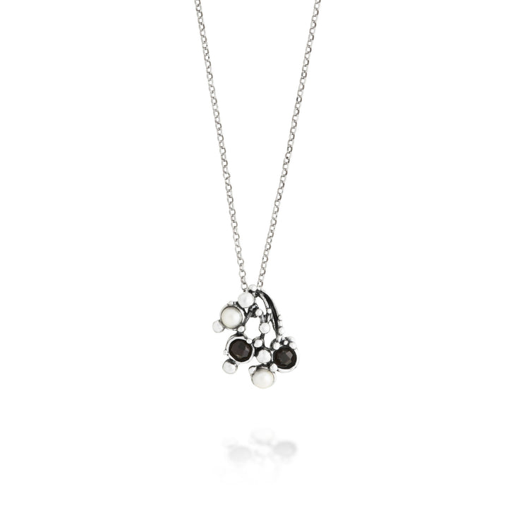 Giovanni Raspini Aura-Anhänger – Halskette aus 925er Silber, Naturperlen und Onyx – 12686