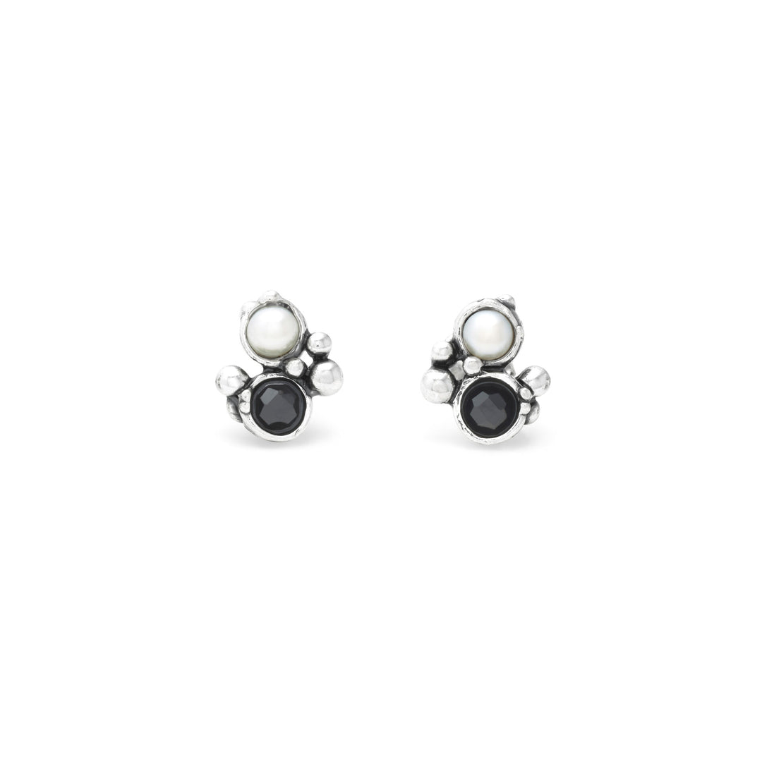 Giovanni Raspini Aura Earrings - Earrings in 925 Silver, natural pearls and onyx - 12688