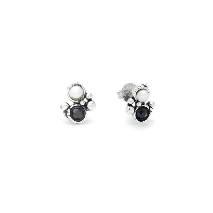 Giovanni Raspini Aura Earrings - Earrings in 925 Silver, natural pearls and onyx - 12688