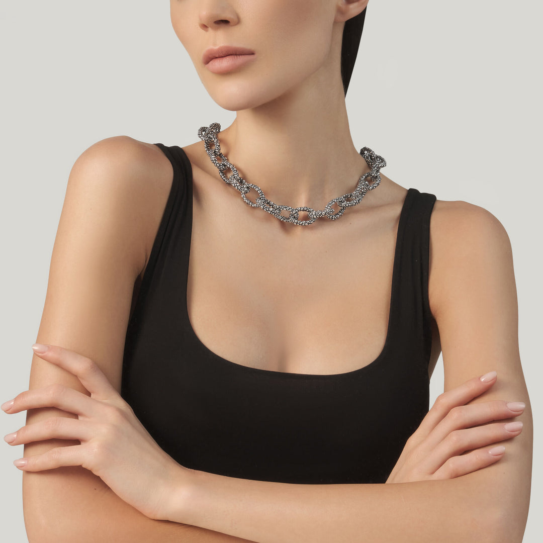 Giovanni Raspini Grand Perlage ketting - 925 zilveren ketting - 12691