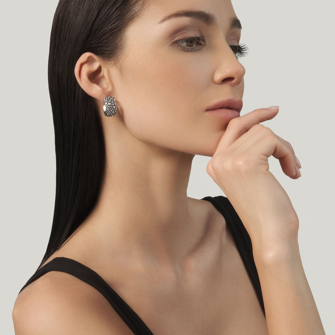 Giovanni Raspini Grand Perlage Circle Earrings - 925 Silver Earrings - 12692