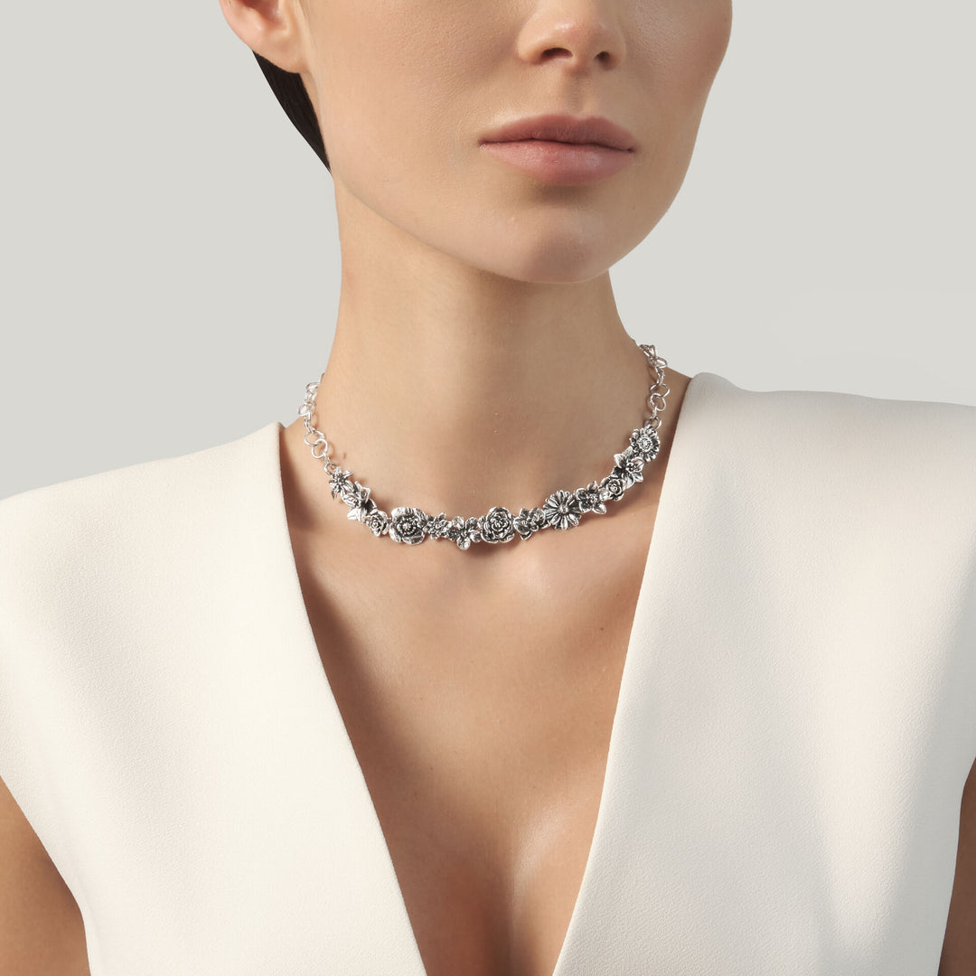 Giovanni Raspini Bouquet Necklace - 925 Silver Necklace - 12696