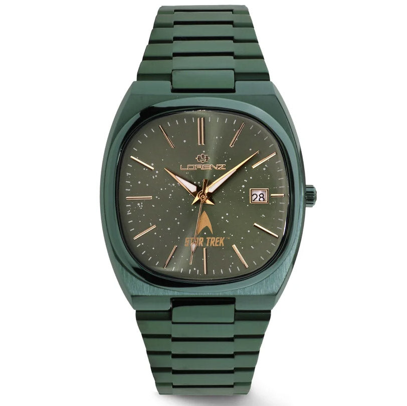 Lorenz STAR TREK Klingon horloge 40x36 mm groen kwartsstaal groene PVD-afwerking 030287KL