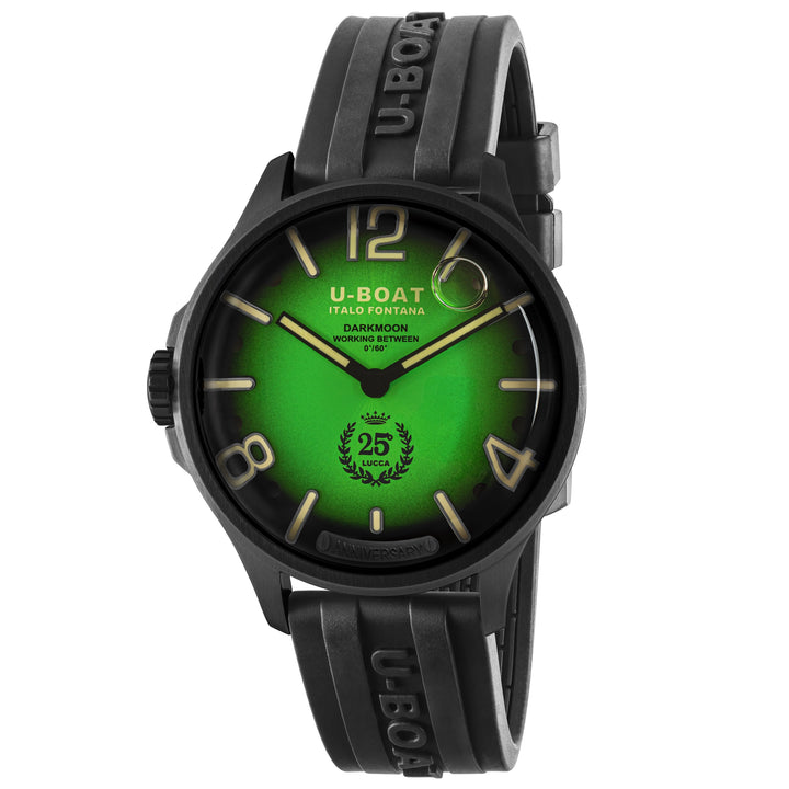 U-BOAT-Uhr Darkmoon 25° Limited Edition Green Soleil 46 mm blauer Quarzstahl mit schwarzem PVD-Finish 2030