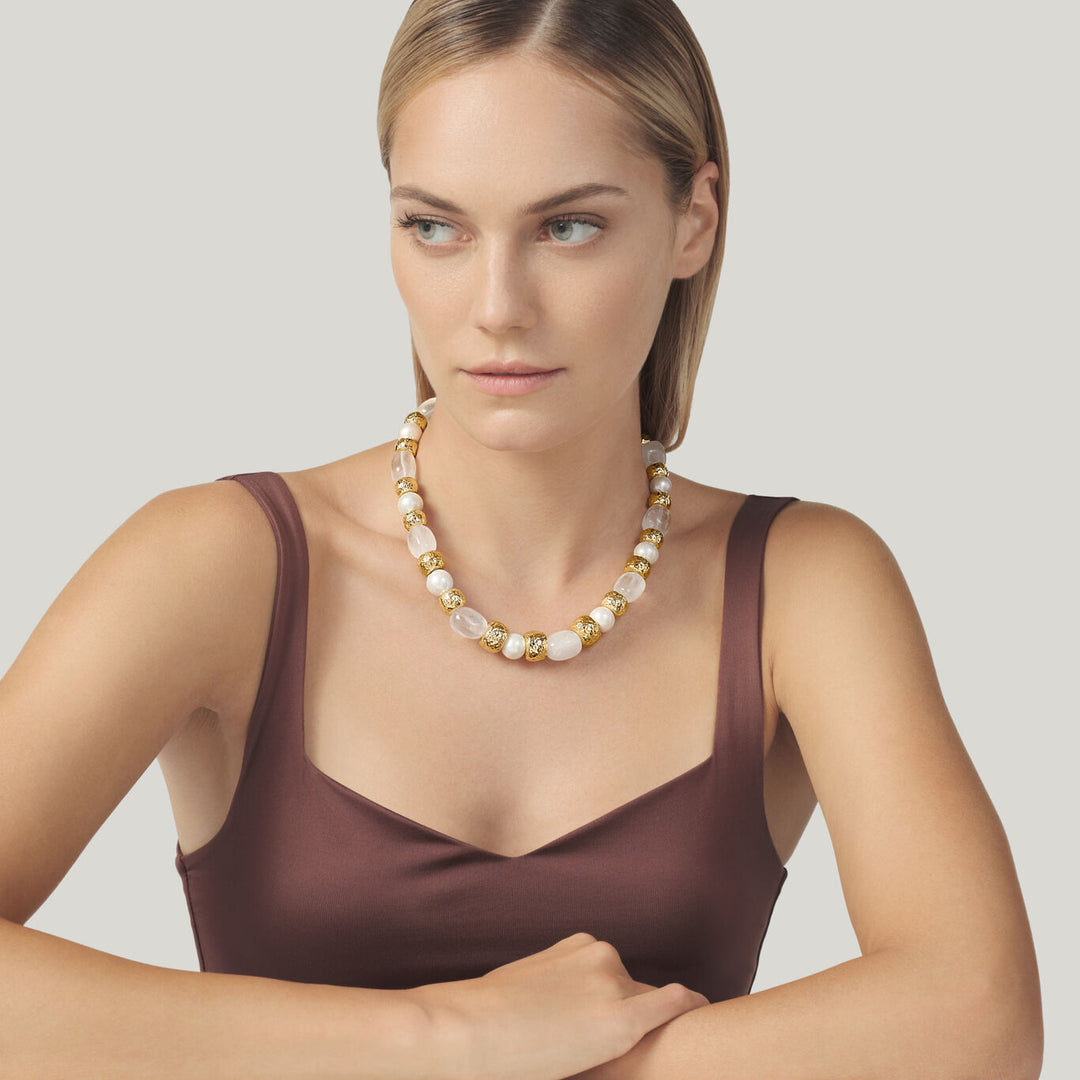Giovanni Raspini Kristallen ketting verguld brons N0026