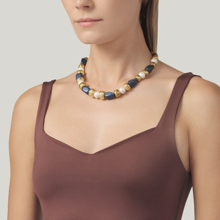 Giovanni Raspini Blue Nomad ketting verguld brons N0030