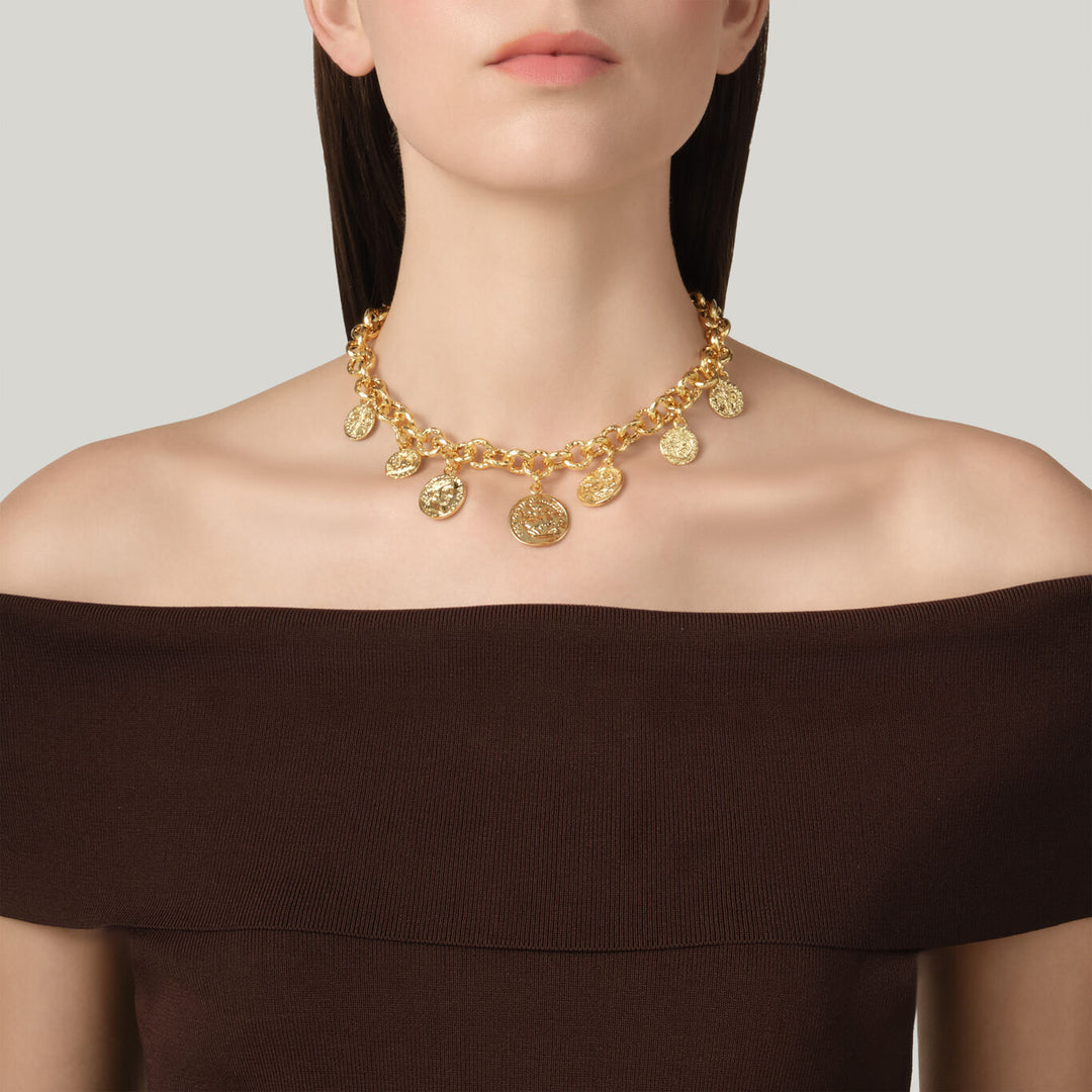 Giovanni Raspini pueblo coin necklace 18 kt gold plated necklace N0068