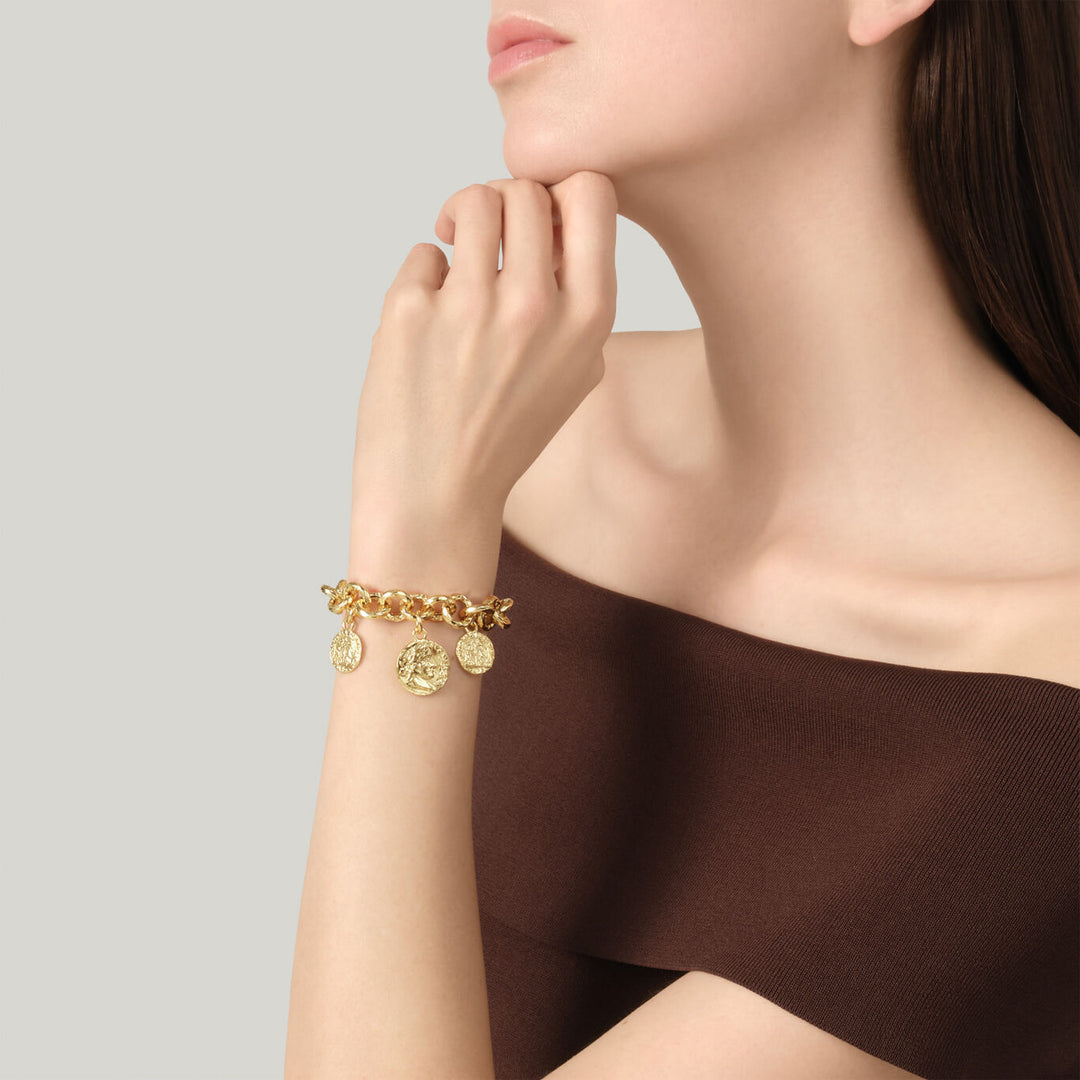 Giovanni Raspini pueblo coin bracelet 18 kt gold plated bracelet N0069