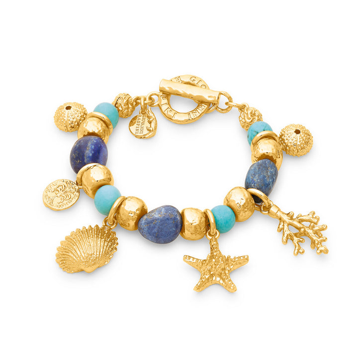 Giovanni Raspini Grand Bleu Armband 18 kt vergoldetes Armband mit Lapislazuli und Aulit N0071