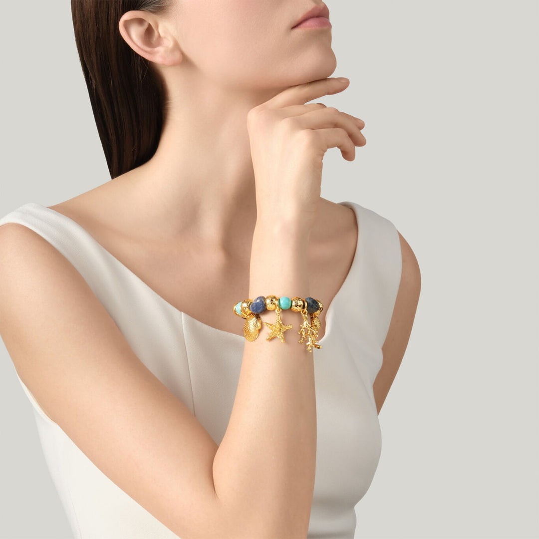 Giovanni Raspini Grand Bleu Armband 18 kt vergoldetes Armband mit Lapislazuli und Aulit N0071