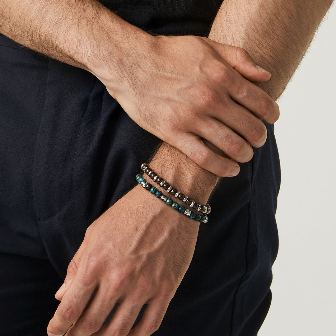 Giovanni Raspini Tango-Set Armbänder aus 925er Silber, grünem Jaspis und Bullauge X01597