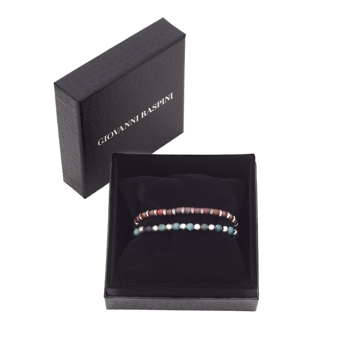 Giovanni Raspini Tango-Set Armbänder aus 925er Silber, grünem Jaspis und Bullauge X01597