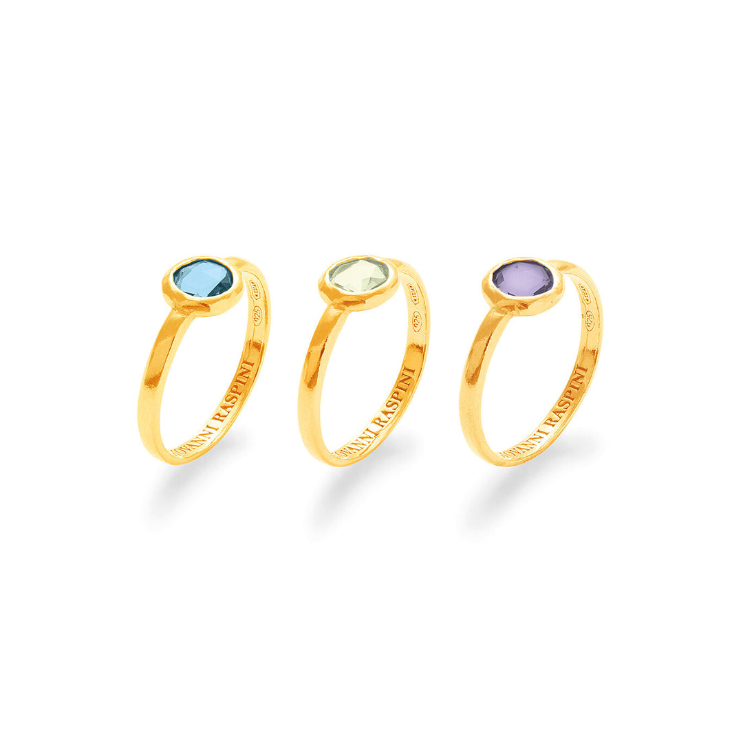 Giovanni Raspini set ringringen 18kt vergulde zilveren ringen en gekleurde kristallen X01604