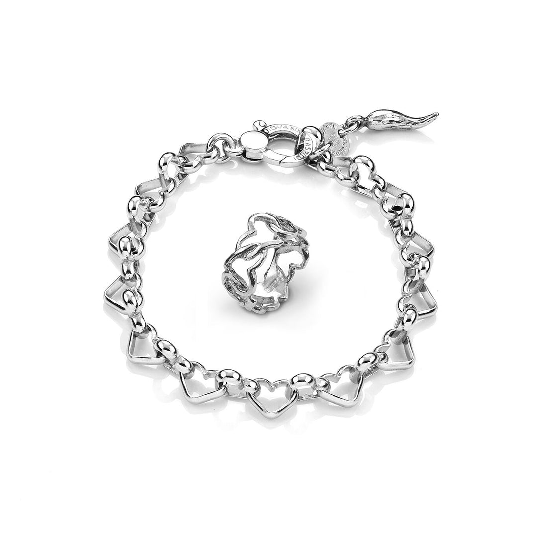Giovanni Raspini set hearts Bracelet and ring in 925 Silver X01608