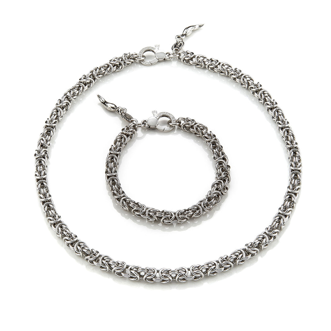 Giovanni Raspini small Byzantine link set Necklace and bracelet in 925 Silver X01618