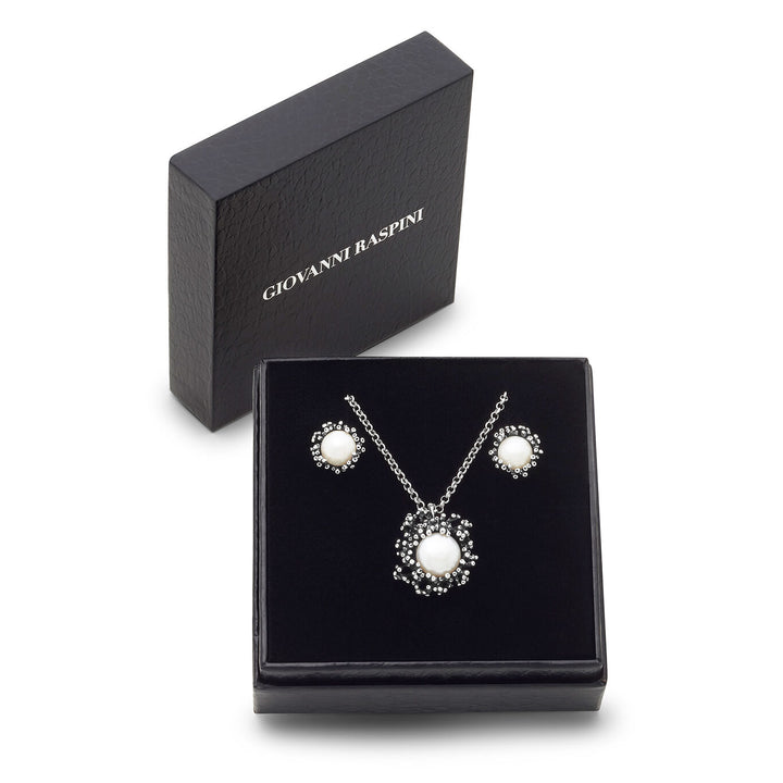 Giovanni Raspini Anemonen-Set Halskette und Ohrringe aus 925er Silber und Naturperlen X01620