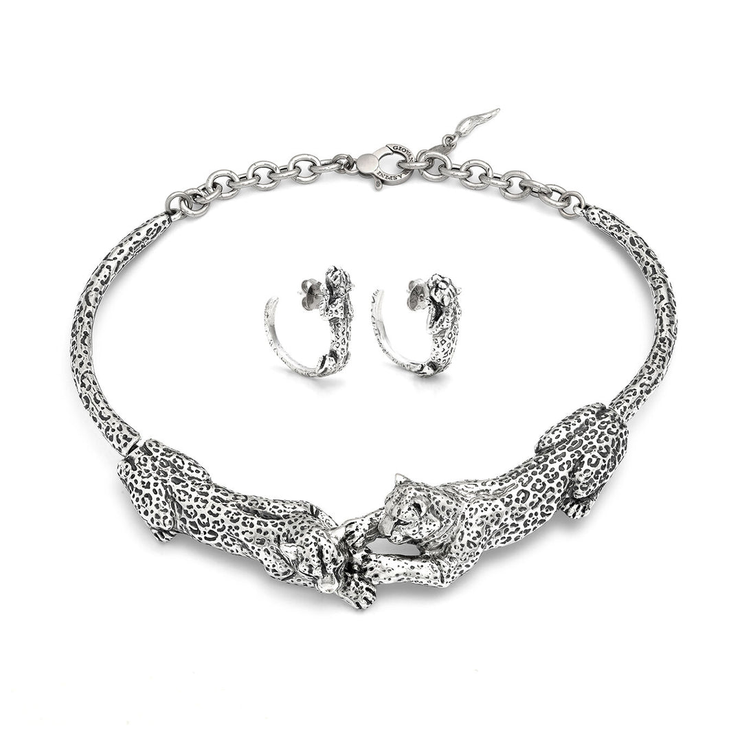 Giovanni Raspini set luipaarden Ketting en oorbellen in 925 zilver X01621