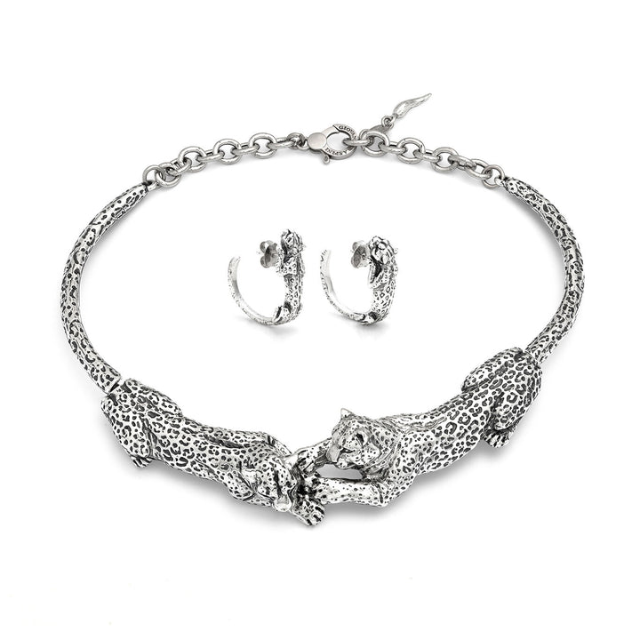 Giovanni Raspini set luipaarden Ketting en oorbellen in 925 zilver X01621