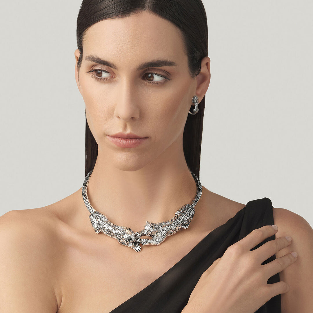 Giovanni Raspini set luipaarden Ketting en oorbellen in 925 zilver X01621