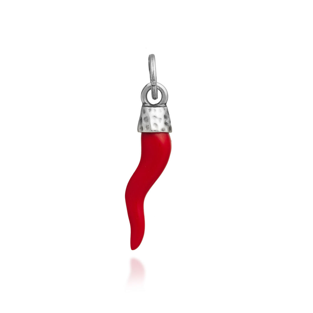 Giovanni Raspini charm pendant horn red hammered silver 925 resin 12039