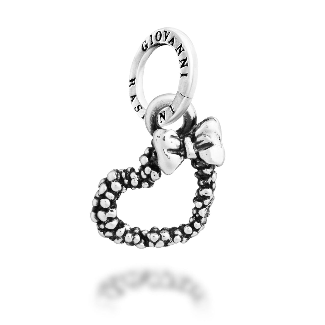 Giovanni Raspini Mimosa Heart Charm and Bow - Silver Charm - 12734