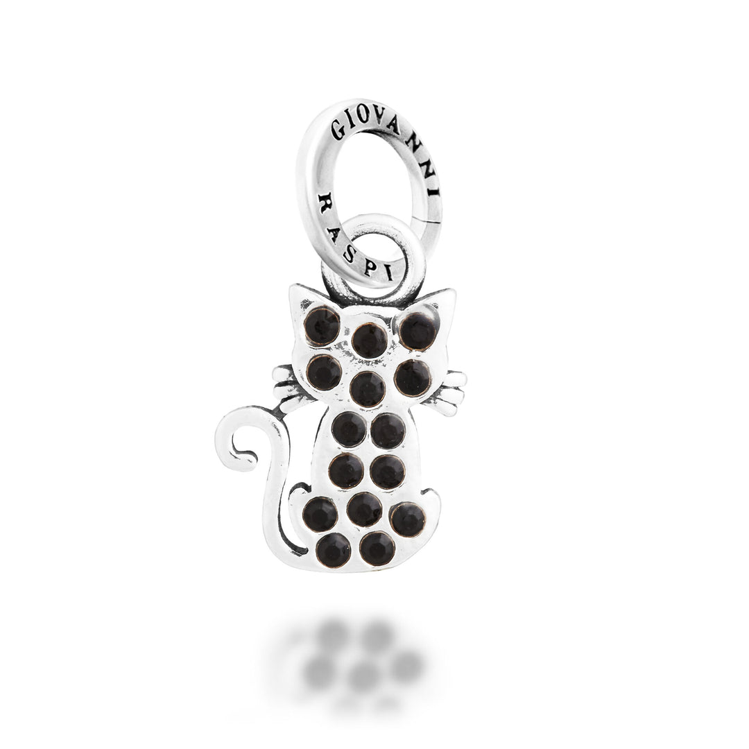 Giovanni Raspini Crystal Cat Charm - Zilver en zirkoon bedel - 12744