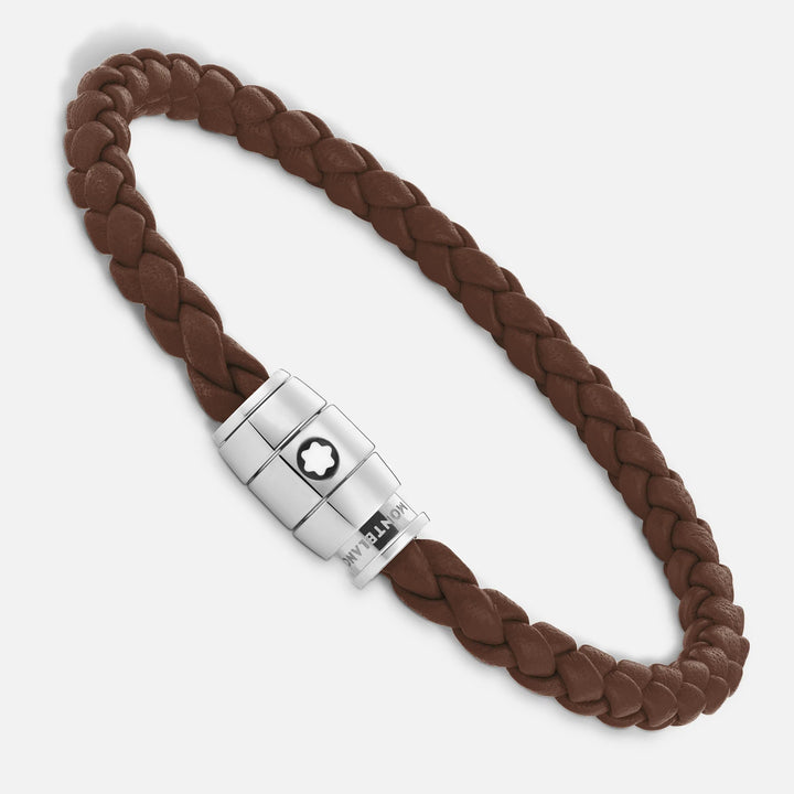 Montblanc 3-Ring-Stahlarmband und Meisterstück Brown Fawn-Leder, Größe S 13600060